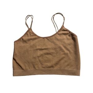 Seamless ribbed crop top. Spaghetti straps. Brown. S/M. NWOT